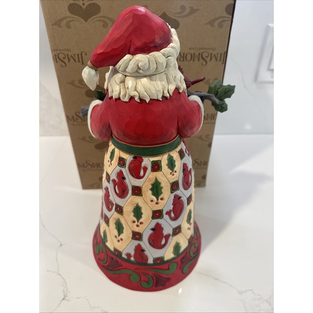 Jim Shore Birds Of A Feather Are Merry Together - Santa W/ Cardinal 2018 6001468 - Picture 3 of 8